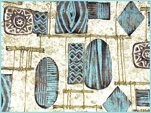 Vintage Eames Era Atomic Barkcloth Fabric Curtain Panel