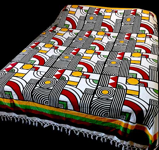 Geometric Block Print Bedspread Indian Cotton Fabric