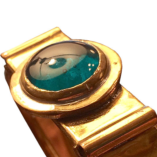 Modernist 1960s Brass Art Glass Clamper Bracelet Rafael Canada