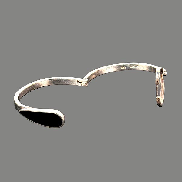Modernist Sterling Silver & Onyx Bracelet Mexico