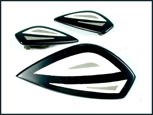 Danish Modern Modernist Brooch & Earring Set
