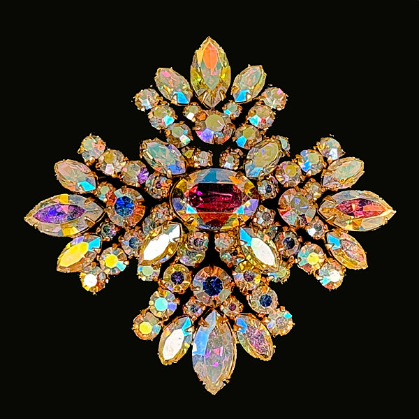 1950s Canada Sherman Aurora Borealis Rhinestone Brooch
