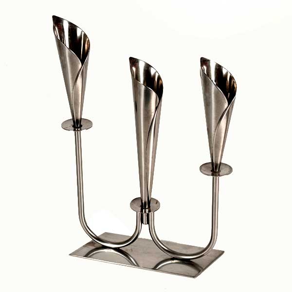 1960s Modernist Calla Lily Stainless Steel Candelabra