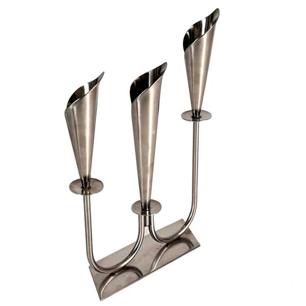1960s Modernist Calla Lily Stainless Steel Candelabra