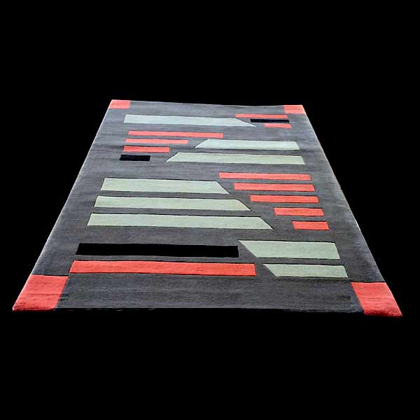 1980s Postmodern Geometric Wool Carpet Rug