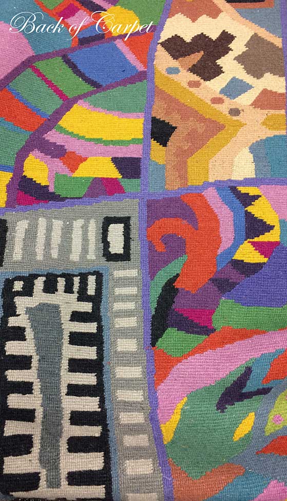 1990s Postmodern Abstract Hand Knotted New Zealand Wool Carpet Rug