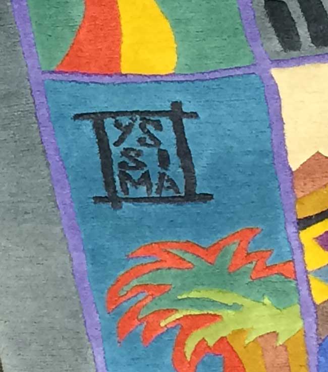 1990s Postmodern Abstract Hand Knotted New Zealand Wool Carpet Rug