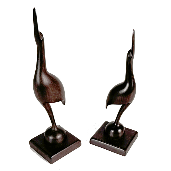 Mid-Century Modern Carved Ironwood Birds