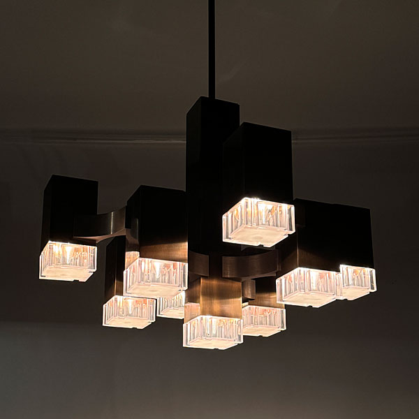 1960s Italy Cubic Chandelier by Gaetano Sciolari