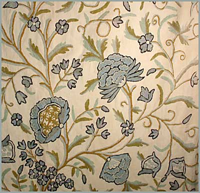 Beautiful Vintage Crewel Embroidery Panel Fabric
