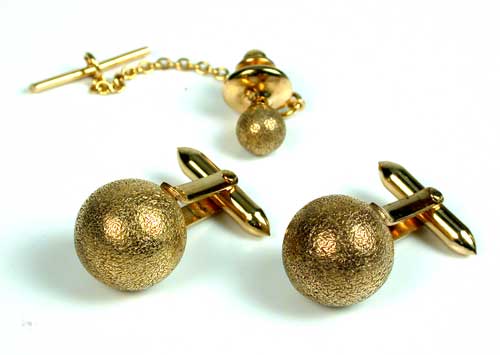Vintage 1940s Gold Filled Sphere Ball Cufflinks Set