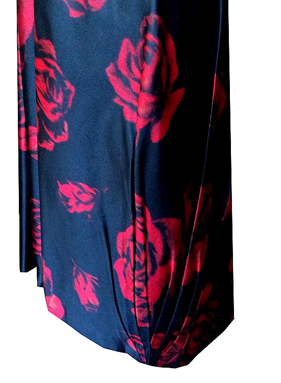 1950s Ceil Chapman Dress Red Roses on Black Silk