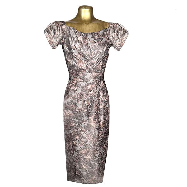 1950s Ceil Chapman Silk Draped Cocktail Dress