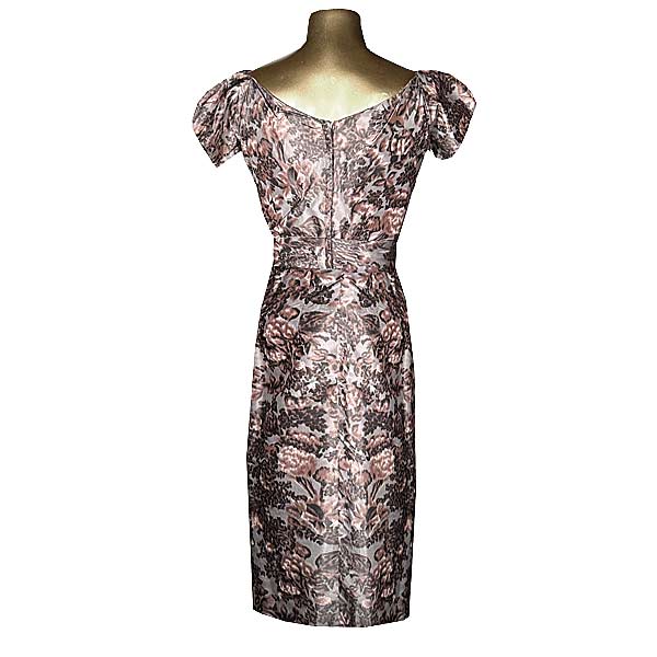 1950s Ceil Chapman Silk Draped Cocktail Dress