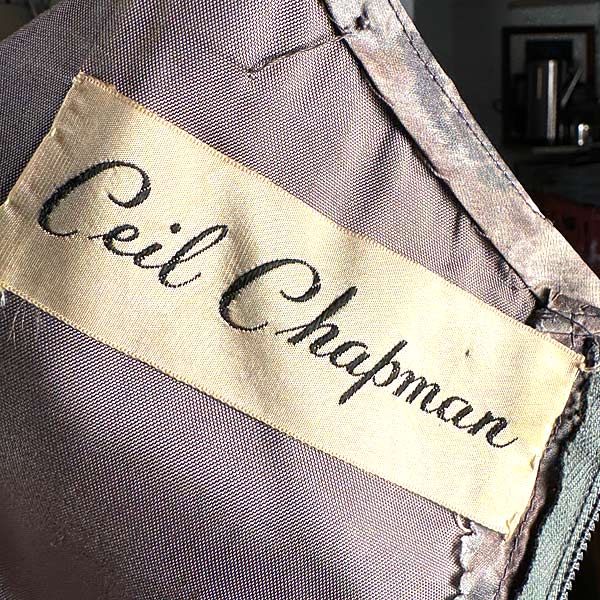 1950s Ceil Chapman Silk Draped Cocktail Dress