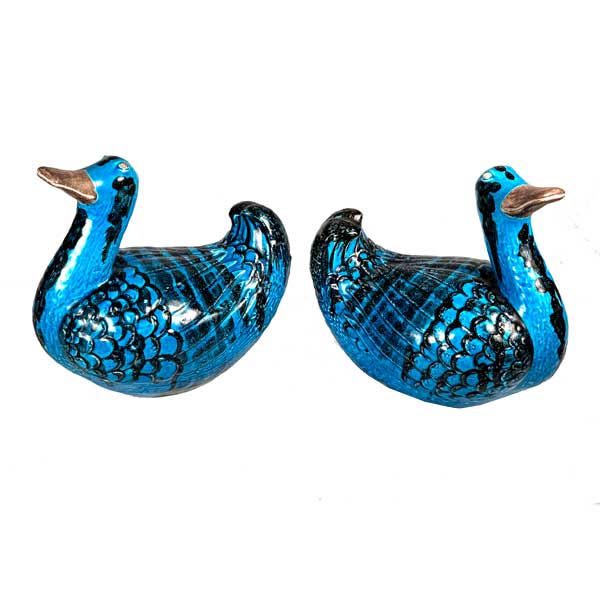 1960s Italy Zaccagnini Pottery Turquoise Birds Ducks