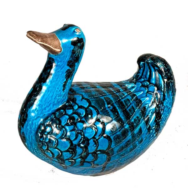 1960s Italy Zaccagnini Pottery Turquoise Birds Ducks