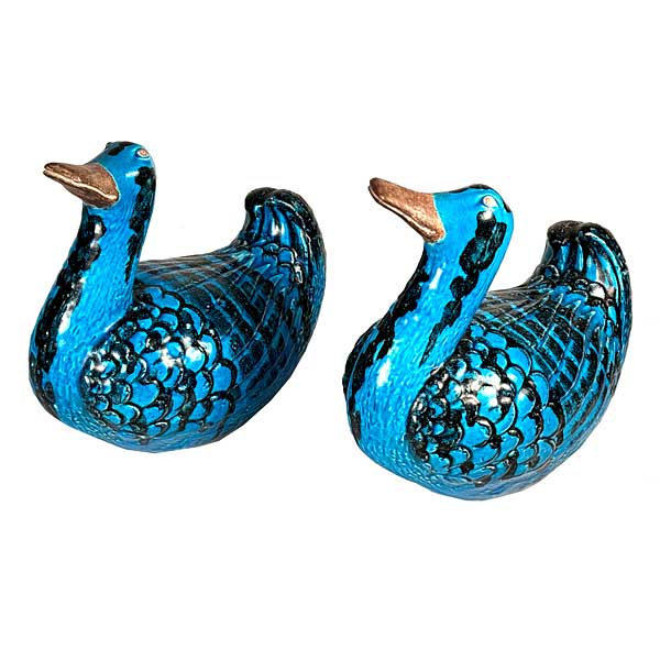 1960s Italy Zaccagnini Pottery Turquoise Birds Ducks