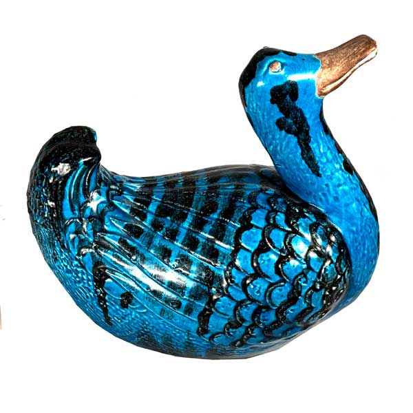 1960s Italy Zaccagnini Pottery Turquoise Birds Ducks