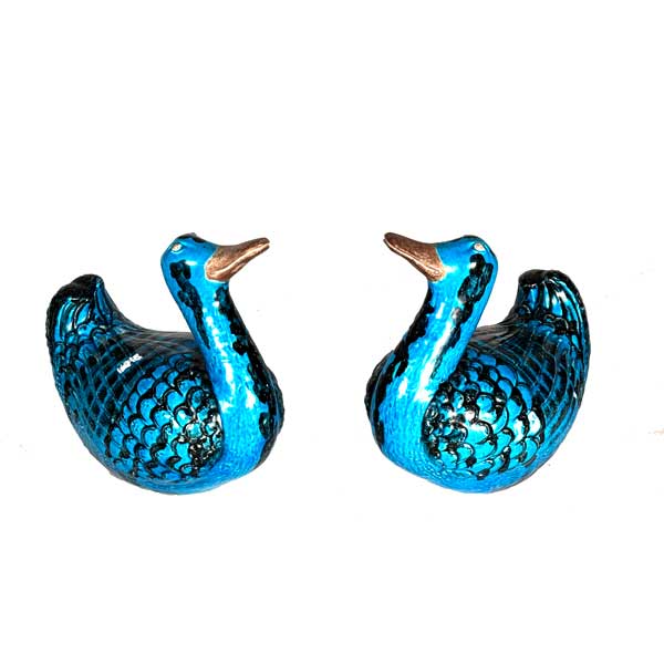 1960s Italy Zaccagnini Pottery Turquoise Birds Ducks
