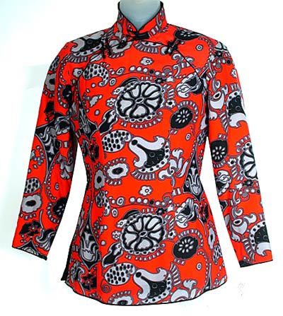 Vintage Crimson Chinese Red Silk Jacket Shirt