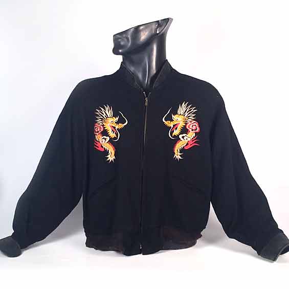 50s Wool & Satin Reversible Bomber Jacket Men's