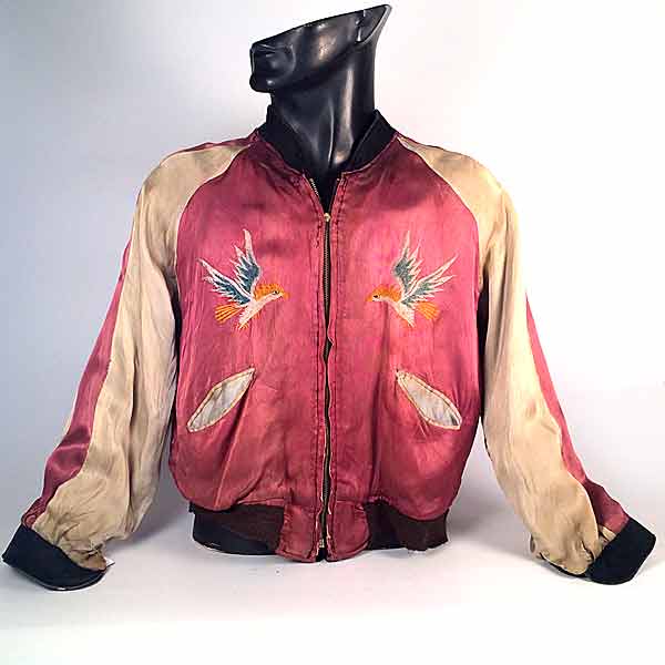 50s Wool & Satin Reversible Bomber Jacket Men's