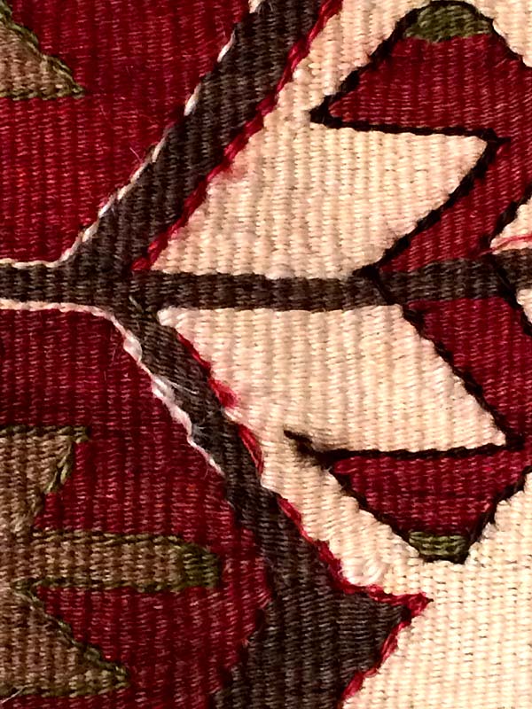 Geometric Semi-Antique Wool Kilim Carpet