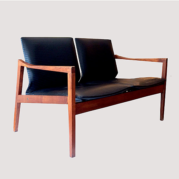 Mid-Century Two-Seater Walnut Sofa Loveseat by Walter Nugent