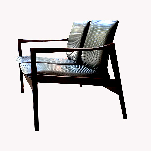 Mid-Century Two-Seater Walnut Sofa Loveseat by Walter Nugent