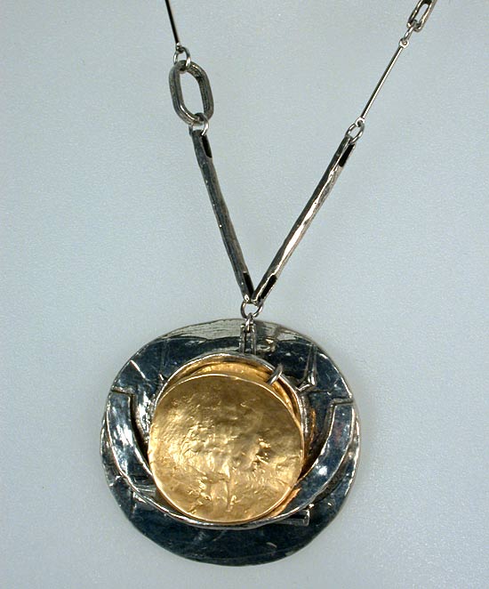 Modernist Gilded Pewter Necklace by Anne-Marie Chagnon