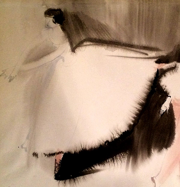 1960s Painting Pen & Ink on Paper Ballet Dancers