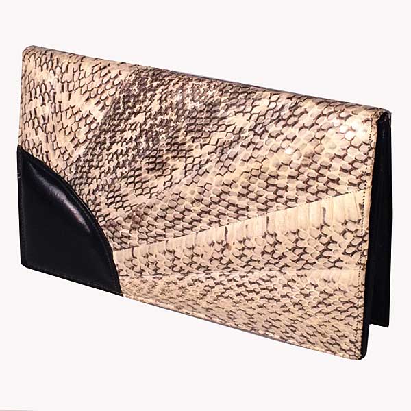 Vintage Purse Quilted Snakeskin Leather Clutch