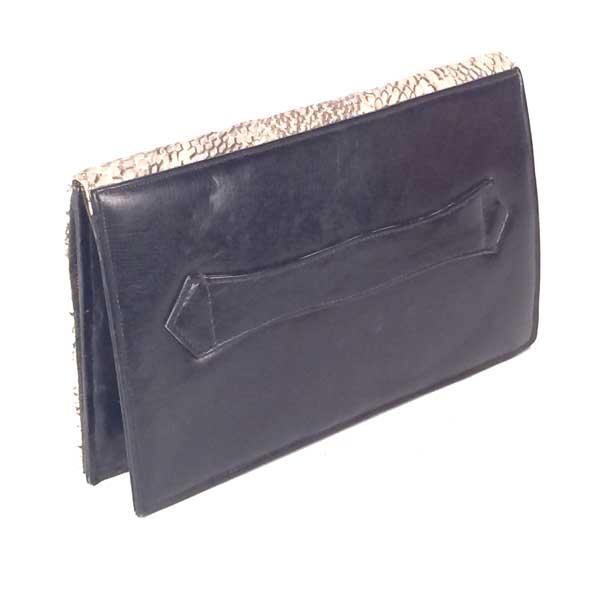 Vintage Purse Quilted Snakeskin Leather Clutch