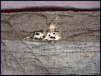 Vintage Black Wool Star Quilt Hand Sewn