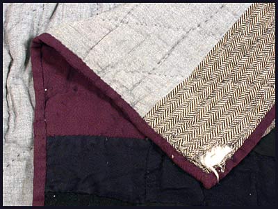 Vintage Black Wool Star Quilt Hand Sewn