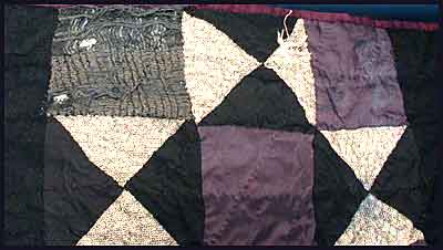 Vintage Black Wool Star Quilt Hand Sewn