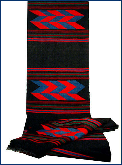 Wool Kilim Runner Rug Bold Geometric on Black