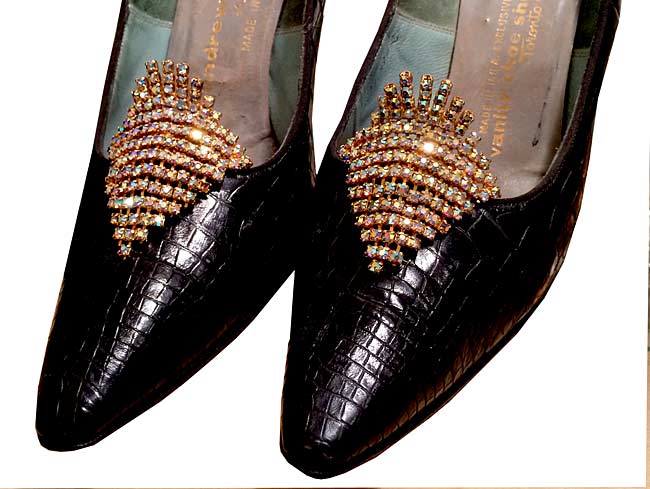 Vintage Aurora Borealis Rhinestone Shoe Clips