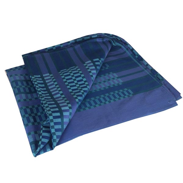 Turquoise Indigo Blue Checkered Cotton Tablecloth Picnic Blanket