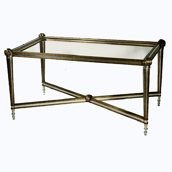 970s Hollywood Regency Styled Bronze and Steel Coffee Table