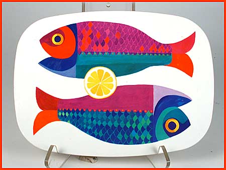 Mid-Century Modern Trivet Fish Graphics England