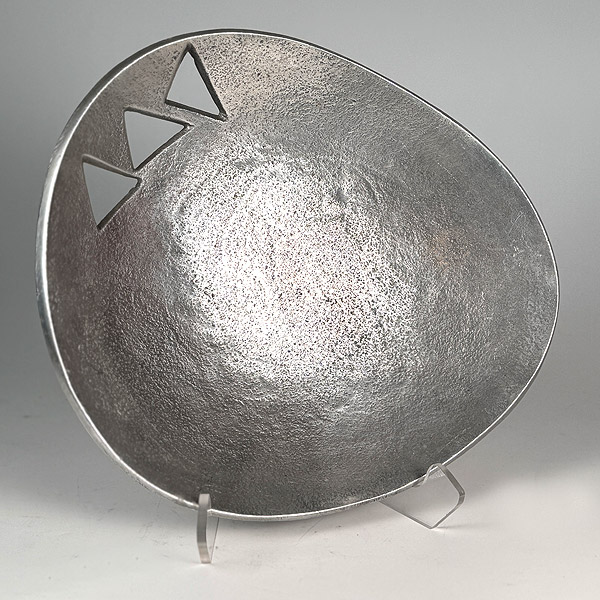 1980s Postmodern Textured Metal Bowl Vide Poche