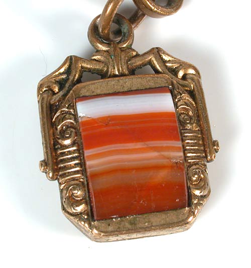 Antique Bull Head Striped Agate Watch Fob